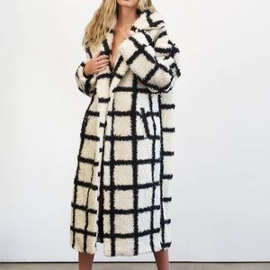 4th and Reckless Nina faux fur check coat NWT sz small
